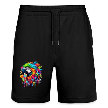 Perroquet - Short de jogging bio TRAINER Stanley/Stella unisexe - noir - Devant - Nik (191cm) & Marisol (170cm)