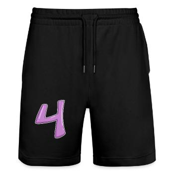 4 - Vier Zahl Nummer - Stanley/Stella Unisex Bio Joggingshorts Trainer  - Schwarz - Vorne - Nik (191cm) & Marisol (170cm)