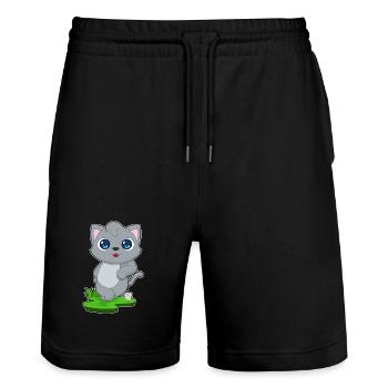 Jardin de la pelle Jardinier Chat - Short de jogging bio TRAINER Stanley/Stella unisexe - noir - Devant - Nik (191cm) & Marisol (170cm)