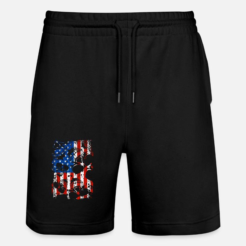 Crâne USA Pride - Short de jogging bio TRAINER Stanley/Stella unisexe - noir