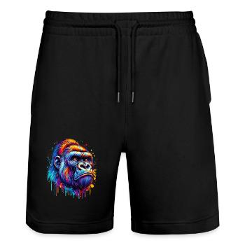 Gorille - Short de jogging bio TRAINER Stanley/Stella unisexe - noir - Devant - Nik (191cm) & Marisol (170cm)