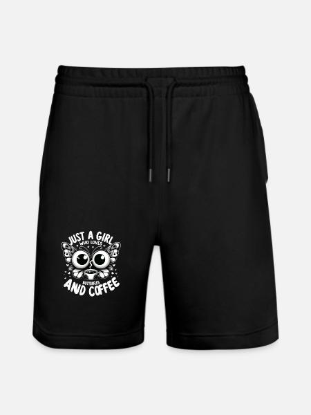 Kaffee Schmetterling Mädchen Spruch - Stanley/Stella Unisex Bio Joggingshorts Trainer - Schwarz