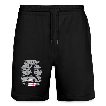 Fußball England Graffiti Collage Team Turnier icon - Stanley/Stella Unisex Bio Joggingshorts Trainer  - Schwarz - Vorne - Nik (191cm) & Marisol (170cm)