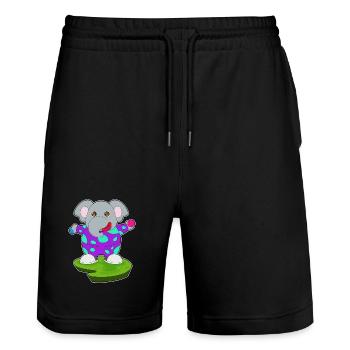 Elephant Clown - Stanley/Stella Trainer Unisex Organic Jogging Shorts - black - Front - Nik (191cm) & Marisol (170cm)