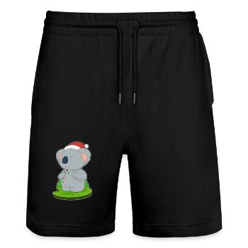 Koala Noël Candy Canne - Short de jogging bio TRAINER Stanley/Stella unisexe - noir - Devant - Nik (191cm) & Marisol (170cm)