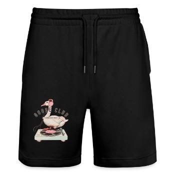 Logo du DJ de l’oie dansante - Short de jogging bio TRAINER Stanley/Stella unisexe - noir - Devant - Nik (191cm) & Marisol (170cm)