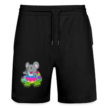 Mouse Easter Easter Eggs - Stanley/Stella Trainer Unisex Organic Jogging Shorts - black - Front - Nik (191cm) & Marisol (170cm)