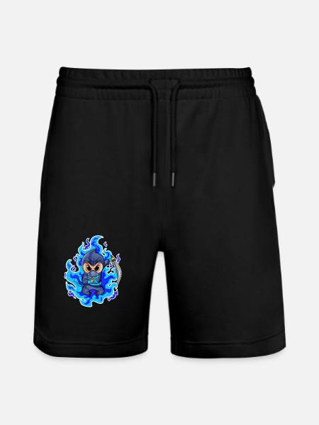 Ninja Motif Fire Blue - Stanley/Stella Trainer Unisex Organic Jogging Shorts - black