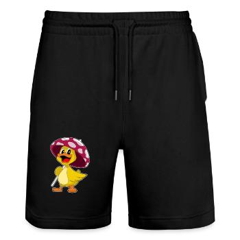 Ente Regenschirm - Stanley/Stella Unisex Bio Joggingshorts Trainer  - Schwarz - Vorne - Nik (191cm) & Marisol (170cm)