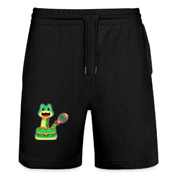 Snake Musician Rattle Music - Stanley/Stella Trainer Unisex Organic Jogging Shorts - black - Front - Nik (191cm) & Marisol (170cm)