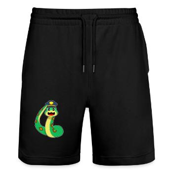 Snake Policeman Police - Stanley/Stella Trainer Unisex Organic Jogging Shorts - black - Front - Nik (191cm) & Marisol (170cm)