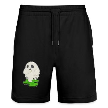 Geist Halloween Kaffee - Stanley/Stella Unisex Bio Joggingshorts Trainer  - Schwarz - Vorne - Nik (191cm) & Marisol (170cm)