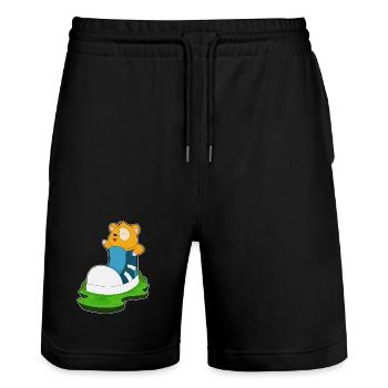 Hamster Schuh - Stanley/Stella Unisex Bio Joggingshorts Trainer  - Schwarz - Vorne - Nik (191cm) & Marisol (170cm)