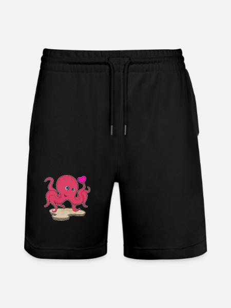 Krake Herz - Stanley/Stella Unisex Bio Joggingshorts Trainer  - Schwarz