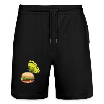 Cheeseburger papillon - Short de jogging bio TRAINER Stanley/Stella unisexe - noir - Devant - Nik (191cm) & Marisol (170cm)