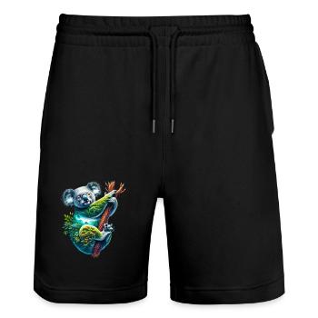 Koala - Stanley/Stella Unisex Bio Joggingshorts Trainer  - Schwarz - Vorne - Nik (191cm) & Marisol (170cm)