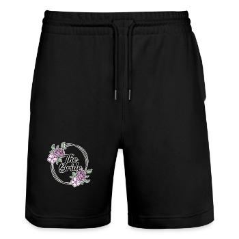Motif de mariée - Short de jogging bio TRAINER Stanley/Stella unisexe - noir - Devant - Nik (191cm) & Marisol (170cm)