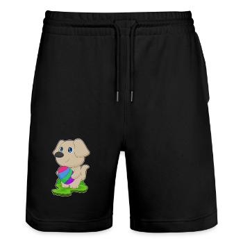 Dog Easter Easter Egg - Stanley/Stella Trainer Unisex Organic Jogging Shorts - black - Front - Nik (191cm) & Marisol (170cm)