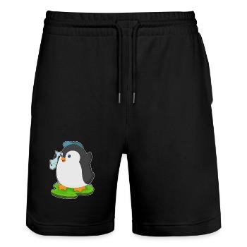 Poisson pingouin - Short de jogging bio TRAINER Stanley/Stella unisexe - noir - Devant - Nik (191cm) & Marisol (170cm)