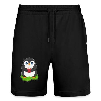 Pop-corn pingouin - Short de jogging bio TRAINER Stanley/Stella unisexe - noir - Devant - Nik (191cm) & Marisol (170cm)