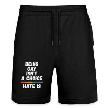 LGBT Pride Month - Schwul sein ist keine Wahl - Stanley/Stella Unisex Bio Joggingshorts Trainer  - Schwarz - Vorne - Nik (191cm) & Marisol (170cm)