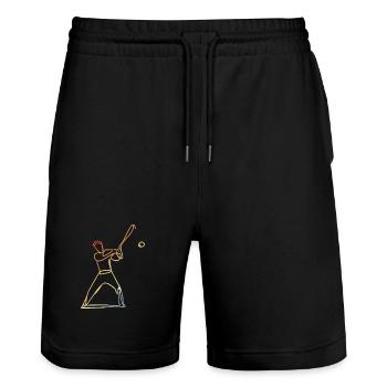 Joueur de baseball vintage - Short de jogging bio TRAINER Stanley/Stella unisexe - noir - Devant - Nik (191cm) & Marisol (170cm)