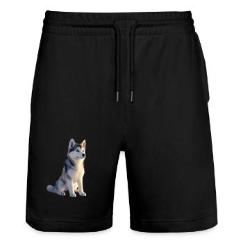 Husky Dogs Lover Dog Love Siberian Huskies - Stanley/Stella Trainer Unisex Organic Jogging Shorts - black - Front - Nik (191cm) & Marisol (170cm)