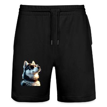 Husky Dogs Lover Dog Love Siberian Huskies - Stanley/Stella Trainer Unisex Organic Jogging Shorts - black - Front - Nik (191cm) & Marisol (170cm)