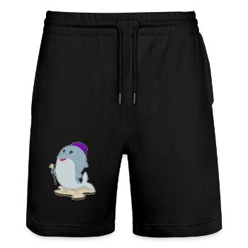 Dolphin Pensioner Walking Stick - Stanley/Stella Trainer Unisex Organic Jogging Shorts - black - Front - Nik (191cm) & Marisol (170cm)