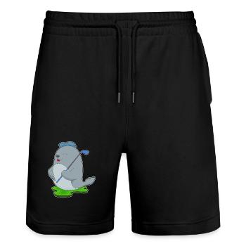 Seal Golf Golf Clubs - Stanley/Stella Trainer Unisex Organic Jogging Shorts - black - Front - Nik (191cm) & Marisol (170cm)