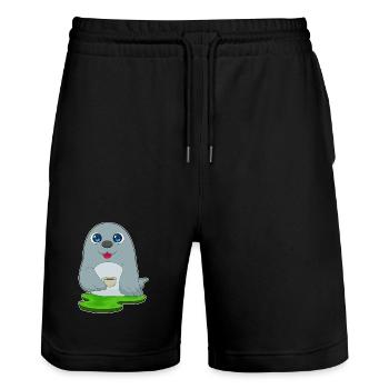 Seal Coffee Mug - Stanley/Stella Trainer Unisex Organic Jogging Shorts - black - Front - Nik (191cm) & Marisol (170cm)