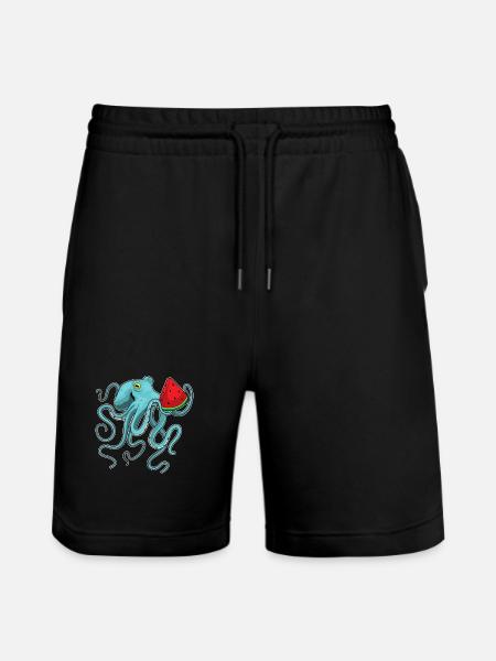 Octopus Watermelon - Stanley/Stella Trainer Unisex Organic Jogging Shorts - black