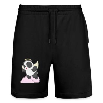 Ailes d’ange de panda - Short de jogging bio TRAINER Stanley/Stella unisexe - noir - Devant - Nik (191cm) & Marisol (170cm)