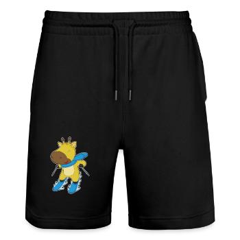Giraffe Skifahrer Ski - Stanley/Stella Unisex Bio Joggingshorts Trainer  - Schwarz - Vorne - Nik (191cm) & Marisol (170cm)