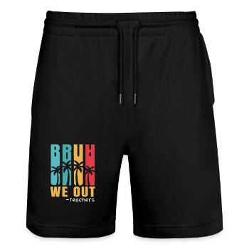 Bruh We Out Teachers Summer Break 2024 Retro - Stanley/Stella Unisex Bio Joggingshorts Trainer  - Schwarz - Vorne - Nik (191cm) & Marisol (170cm)