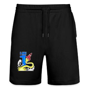 1 Jahre Geburtstag Junge Geschenk - Stanley/Stella Unisex Bio Joggingshorts Trainer  - Schwarz - Vorne - Nik (191cm) & Marisol (170cm)