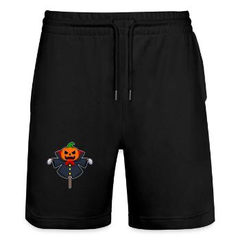 Vogelscheuche Halloween Kürbis - Stanley/Stella Unisex Bio Joggingshorts Trainer  - Schwarz - Vorne - Nik (191cm) & Marisol (170cm)