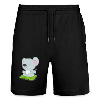 Souris Yoga Fitness Méditation - Short de jogging bio TRAINER Stanley/Stella unisexe - noir - Devant - Nik (191cm) & Marisol (170cm)