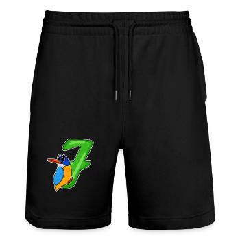 7th Birthday Motif Bird - 7 Years Old - Stanley/Stella Trainer Unisex Organic Jogging Shorts - black - Front - Nik (191cm) & Marisol (170cm)