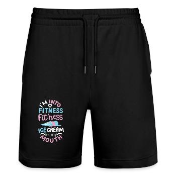 Eis - Fitness - Stanley/Stella Unisex Bio Joggingshorts Trainer  - Schwarz - Vorne - Nik (191cm) & Marisol (170cm)