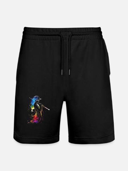 Flute player Retrowave - Stanley/Stella Trainer Unisex Organic Jogging Shorts - black