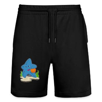 Seestern Basketballspieler Basketball - Stanley/Stella Unisex Bio Joggingshorts Trainer  - Schwarz - Vorne - Nik (191cm) & Marisol (170cm)