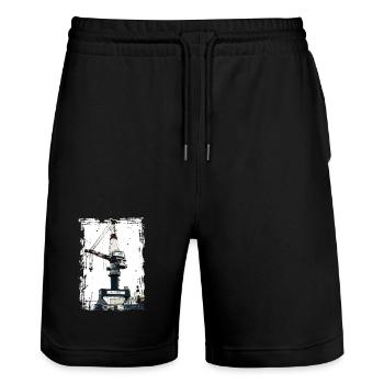 Rostock Port Liebherrr Kran - Stanley/Stella Unisex Bio Joggingshorts Trainer  - Schwarz - Vorne - Nik (191cm) & Marisol (170cm)