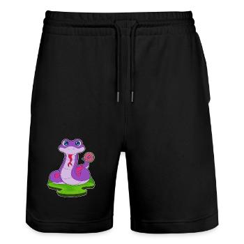 Snake Donut - Stanley/Stella Trainer Unisex Organic Jogging Shorts - black - Front - Nik (191cm) & Marisol (170cm)