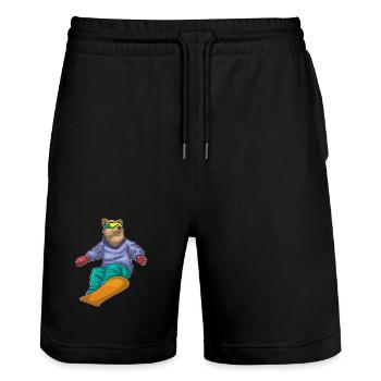 Bear Snowboarder Snowboard - Stanley/Stella Trainer Unisex Organic Jogging Shorts - black - Front - Nik (191cm) & Marisol (170cm)
