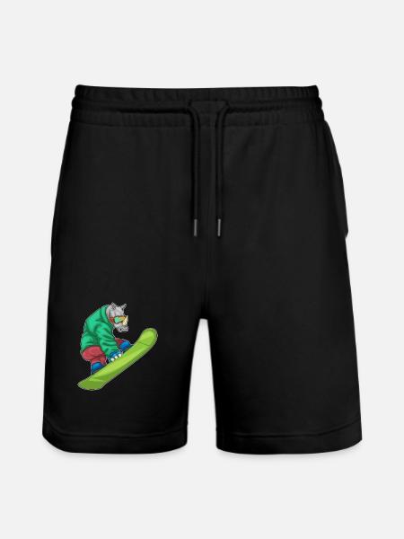 Rhino Snowboarder Snowboard - Stanley/Stella Trainer Unisex Organic Jogging Shorts - black