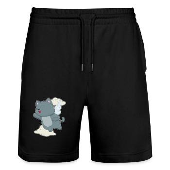 Ailes d’ange chat - Short de jogging bio TRAINER Stanley/Stella unisexe - noir - Devant - Nik (191cm) & Marisol (170cm)
