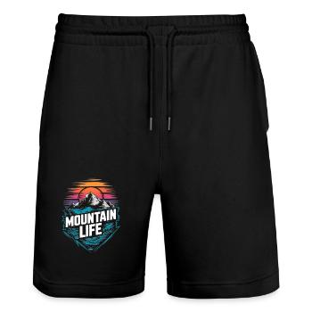 Energetische Berge und Sonnenuntergang - Stanley/Stella Unisex Bio Joggingshorts Trainer  - Schwarz - Vorne - Nik (191cm) & Marisol (170cm)