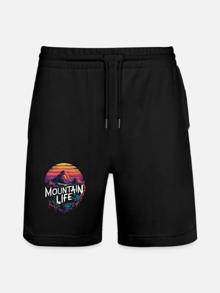 Mountain Life Retro Sunset Design - Stanley/Stella Trainer Unisex Organic Jogging Shorts - black