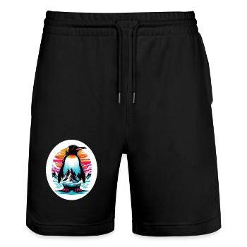 Pingouin - Short de jogging bio TRAINER Stanley/Stella unisexe - noir - Devant - Nik (191cm) & Marisol (170cm)